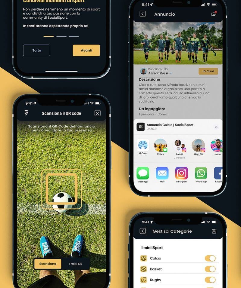 Un'anteprima di SocialSport, un progetto di tesi sviluppato con DAZN